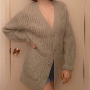 Sage-green oversized sweater. Unique buttons!!